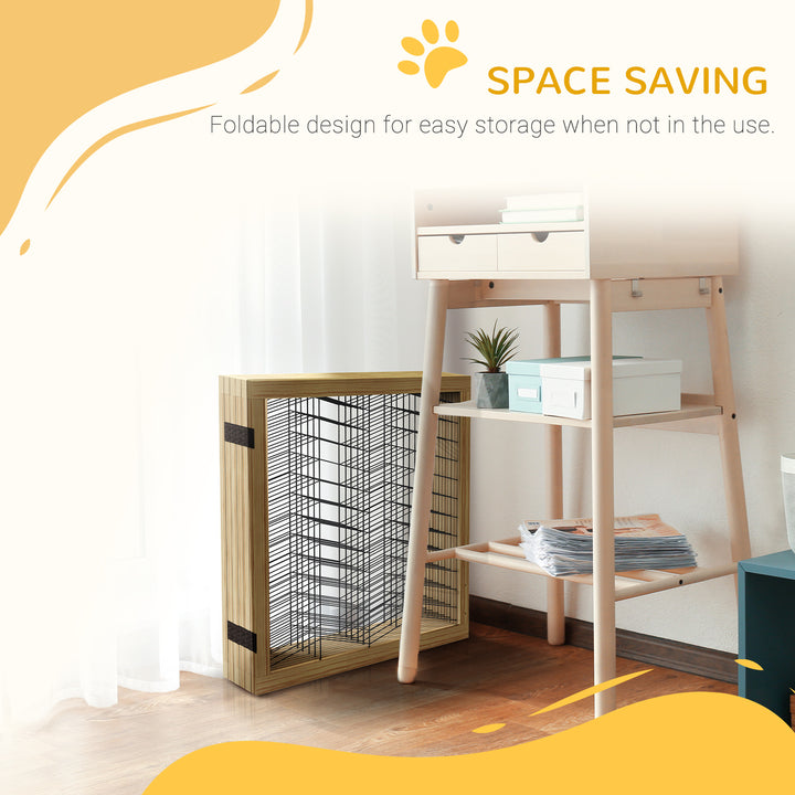 Pet Gate, Wooden Dog Barrier w/ 2PCS for Medium Dogs - Natural Wood Finish
