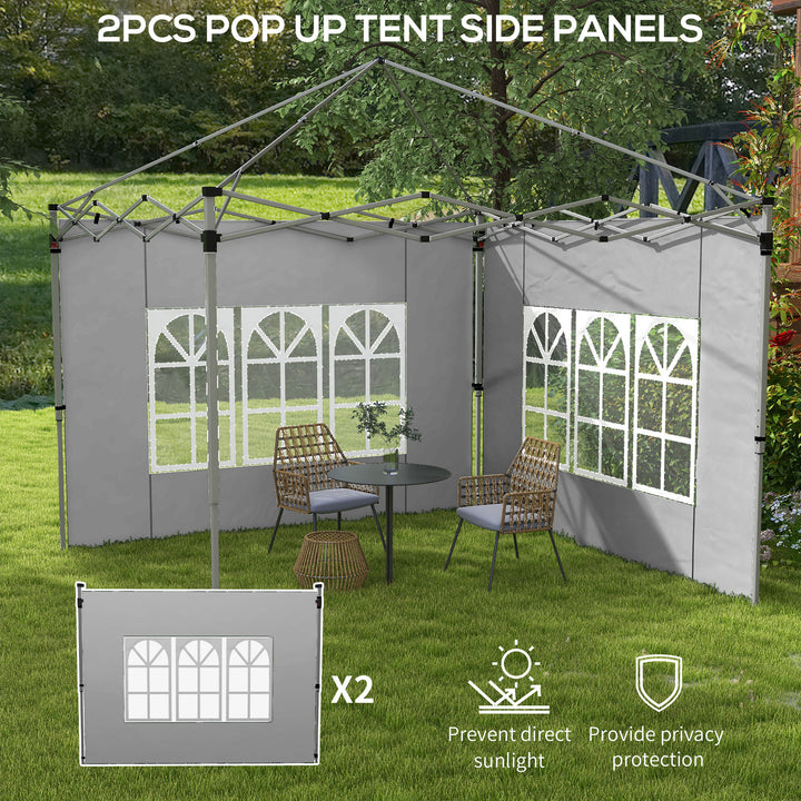 Gazebo Side Panels, Sides Replacement with Window for 3x3(m) or 3x4m Pop Up Gazebo, 2 Pack, Grey