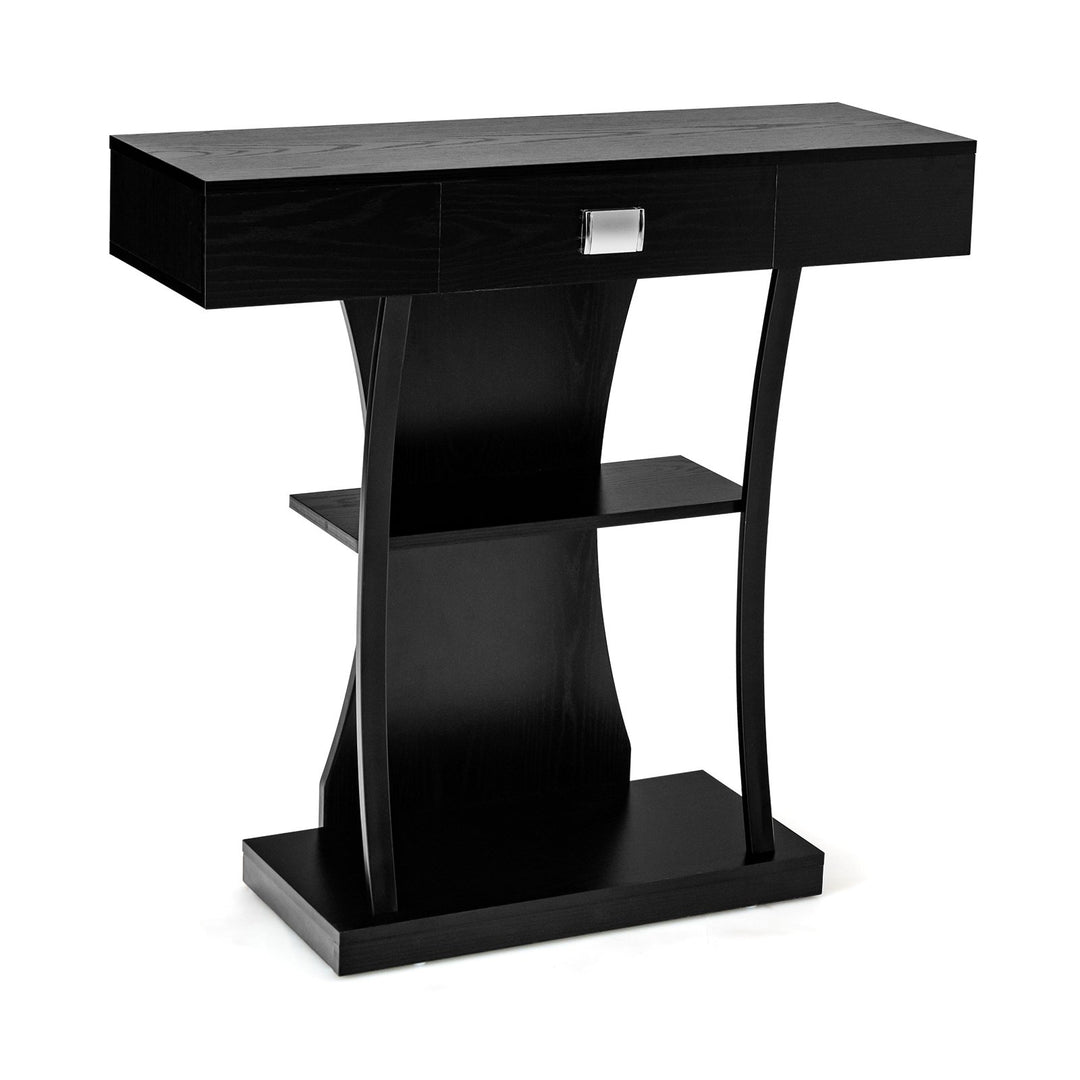 T-Shaped Console Table for Small Space-Black