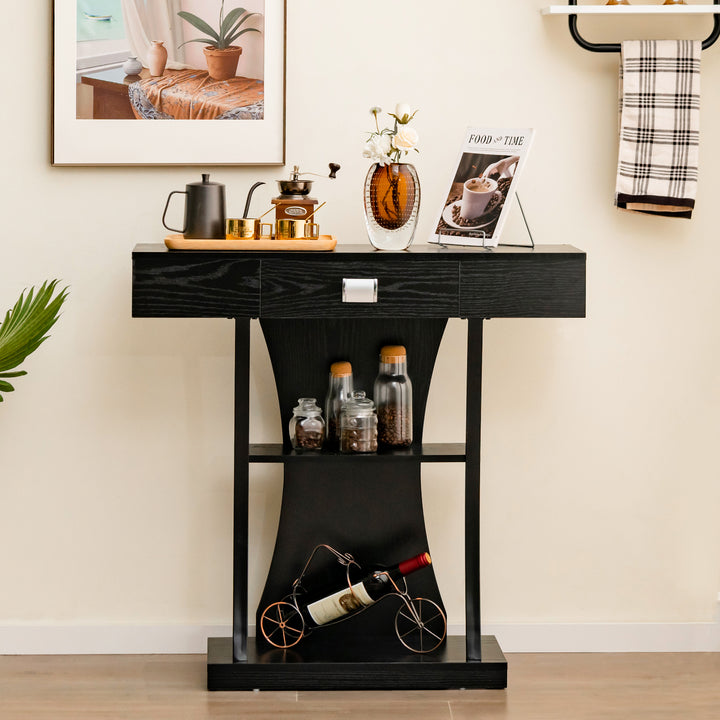 T-Shaped Console Table for Small Space-Black