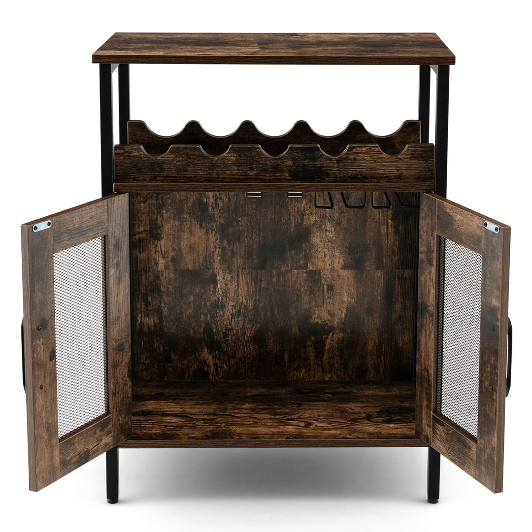 Industrial Kitchen Storage Cabinet for Dining Living Room -Rustic Brown