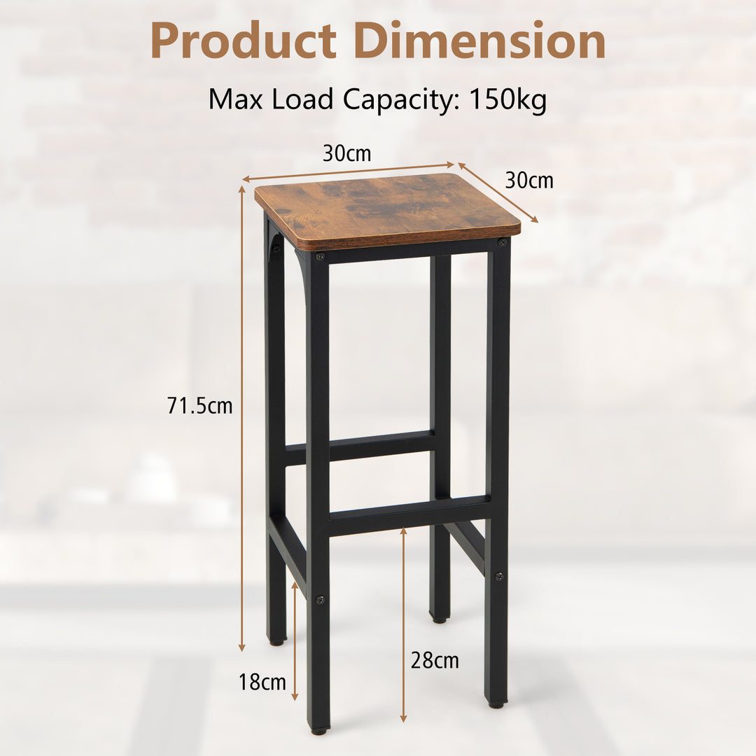 Bar Stools Set of 2 with Footrest and Adjustable Pads-Rustic Brown