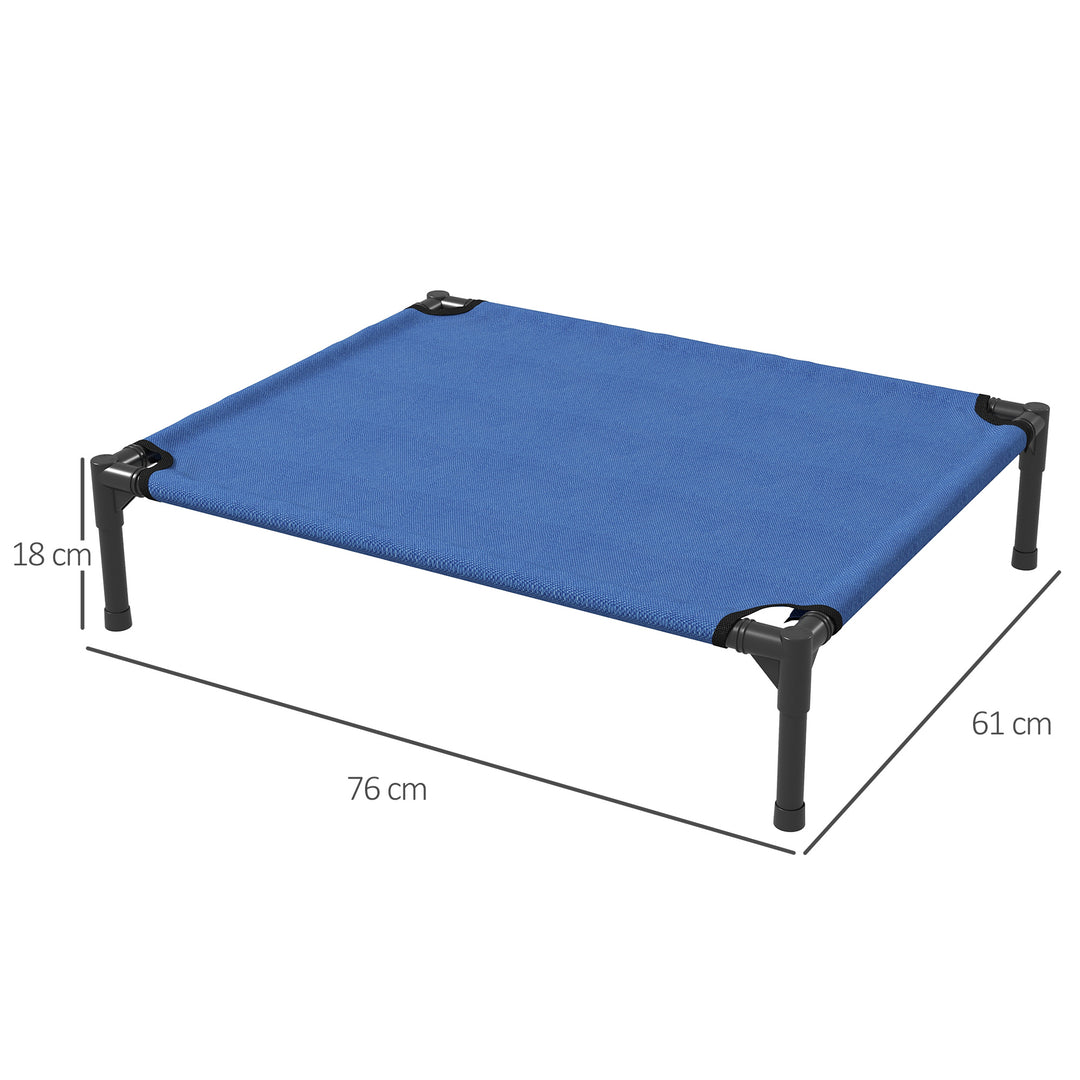 PawHut Elevated Pet Bed Portable Camping Raised Dog Bed w/ Metal Frame Blue (Medium)