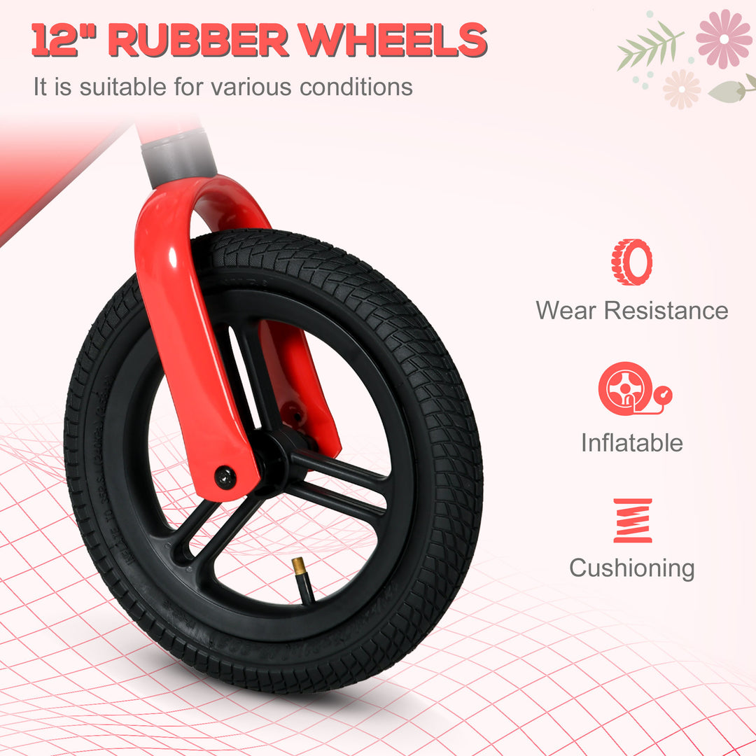 Kids Balance Bike, No Pedal Training Bike for Children with Adjustable Seat- Red