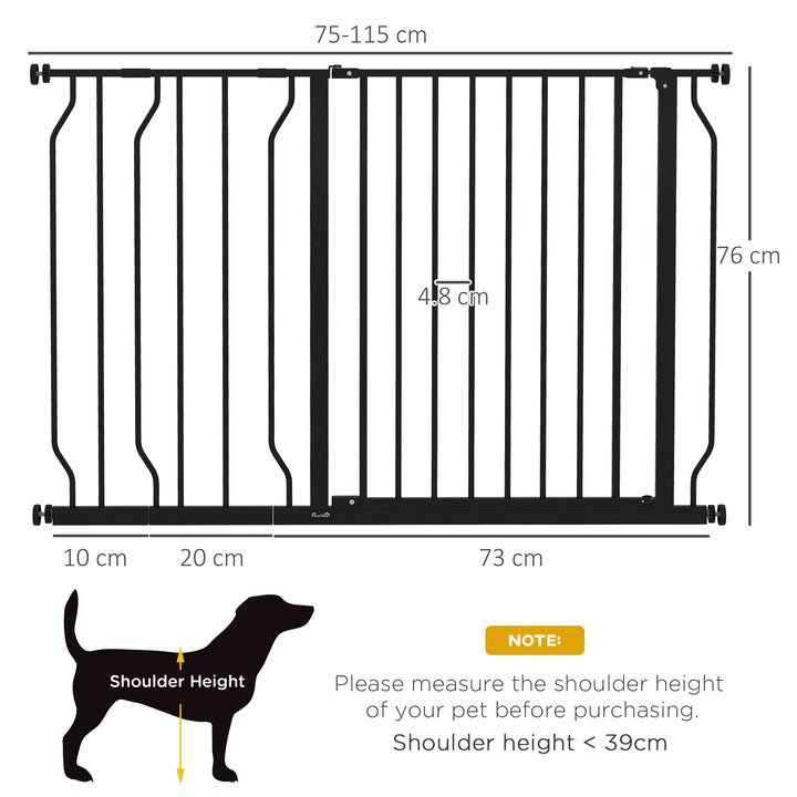 Wide Dog Safety Gate, with Door Pressure, for Doorways, Hallways, Staircases - Black