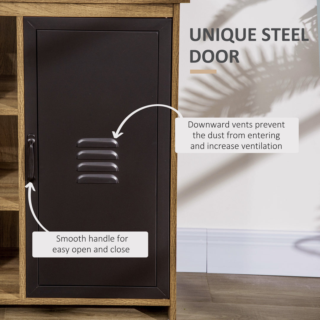 Cupboard Storage Cabinet with 3 Tiers and Steel Door, Home Organizer Sideboard with Adjustable Shelf for Dining Room, Living Room, Kitchen