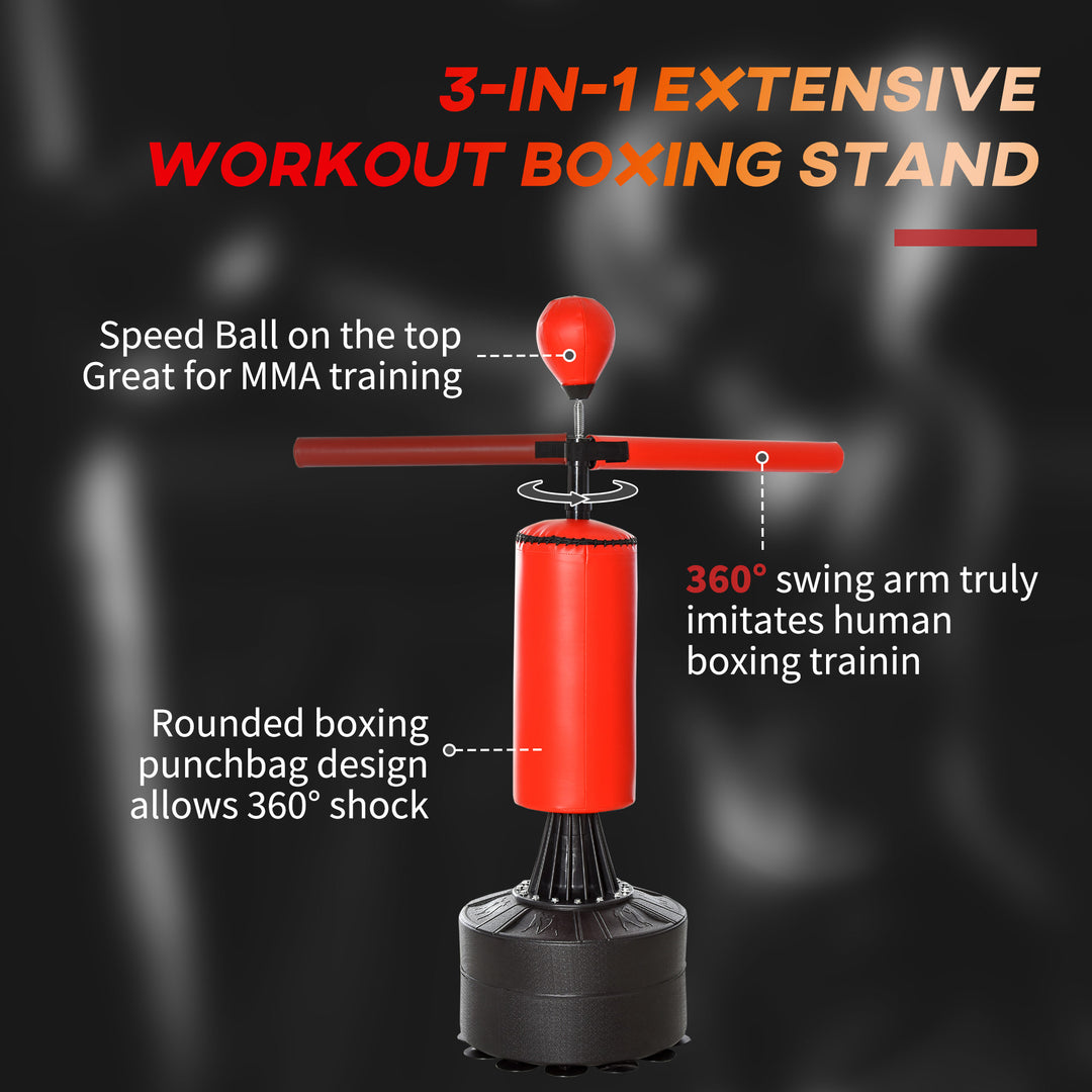 Freestanding Boxing Punch Bag Stand with Rotating Flexible Arm, Speed Ball, Waterable Base by HOMCOM