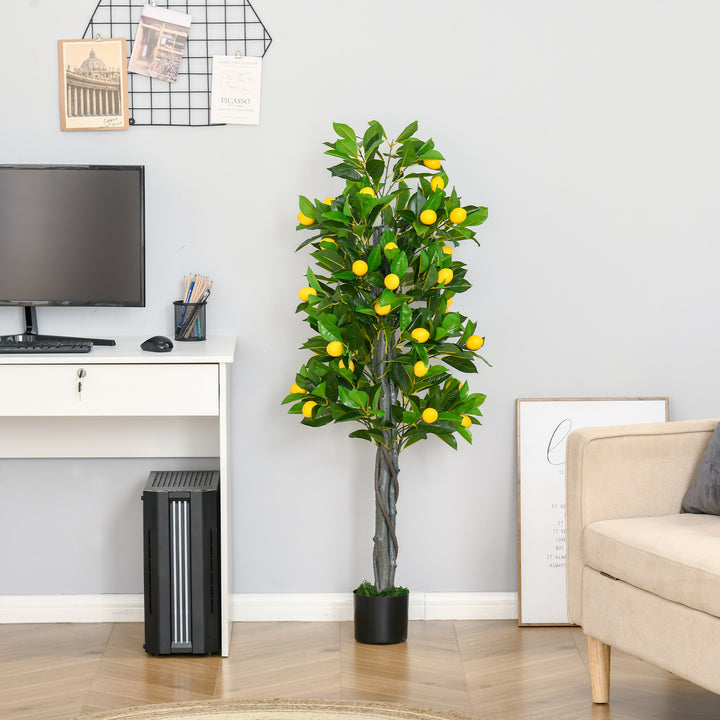 Artificial Lemon Tree Fake Decorative Fruits Plant in Nursery Pot for Indoor Outdoor Décor, 135cm