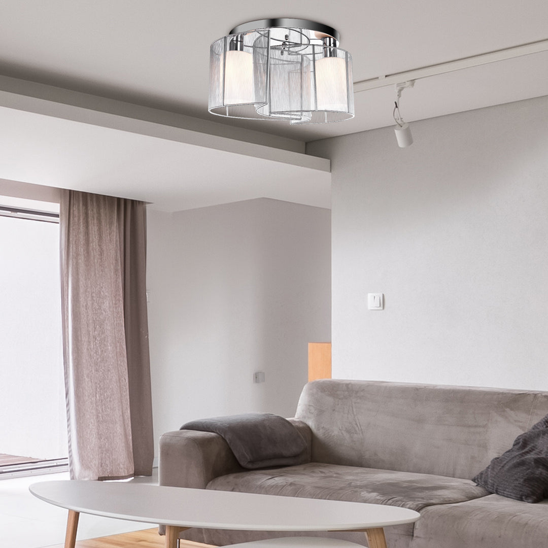 Modern Design Mini Style Flush Mount Ceiling Light with Flush Metal Finish Chandelier for Hallway, Dining Room, Living Room - White