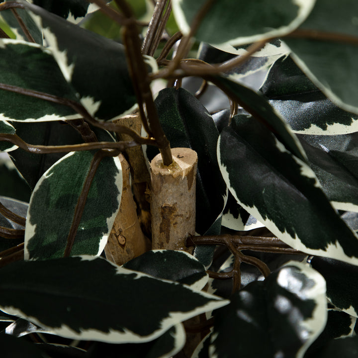 Artificial Ficus Tree in Pot, Fake Plant with Lifelike Leaves and Natural Trunks, Indoor Outdoor, Green