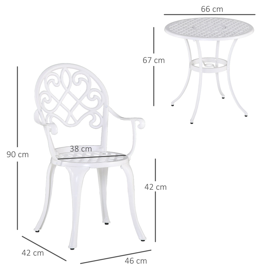 3PCs Garden Table Set Bistro Set Round Table and 2 Chairs for Outdoor Indoor Patio Balcony Aluminium