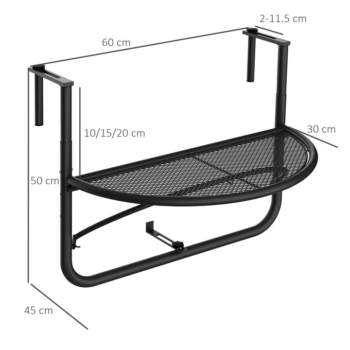 Semi-Circular Attachable Balcony Hanging Coffee Table Adjustable Side Metal Table