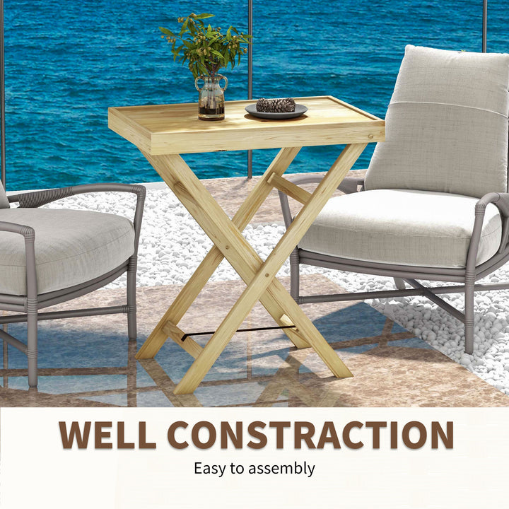 Garden Outdoor Side Table, Wooden Patio Coffee Side Desk, Natural