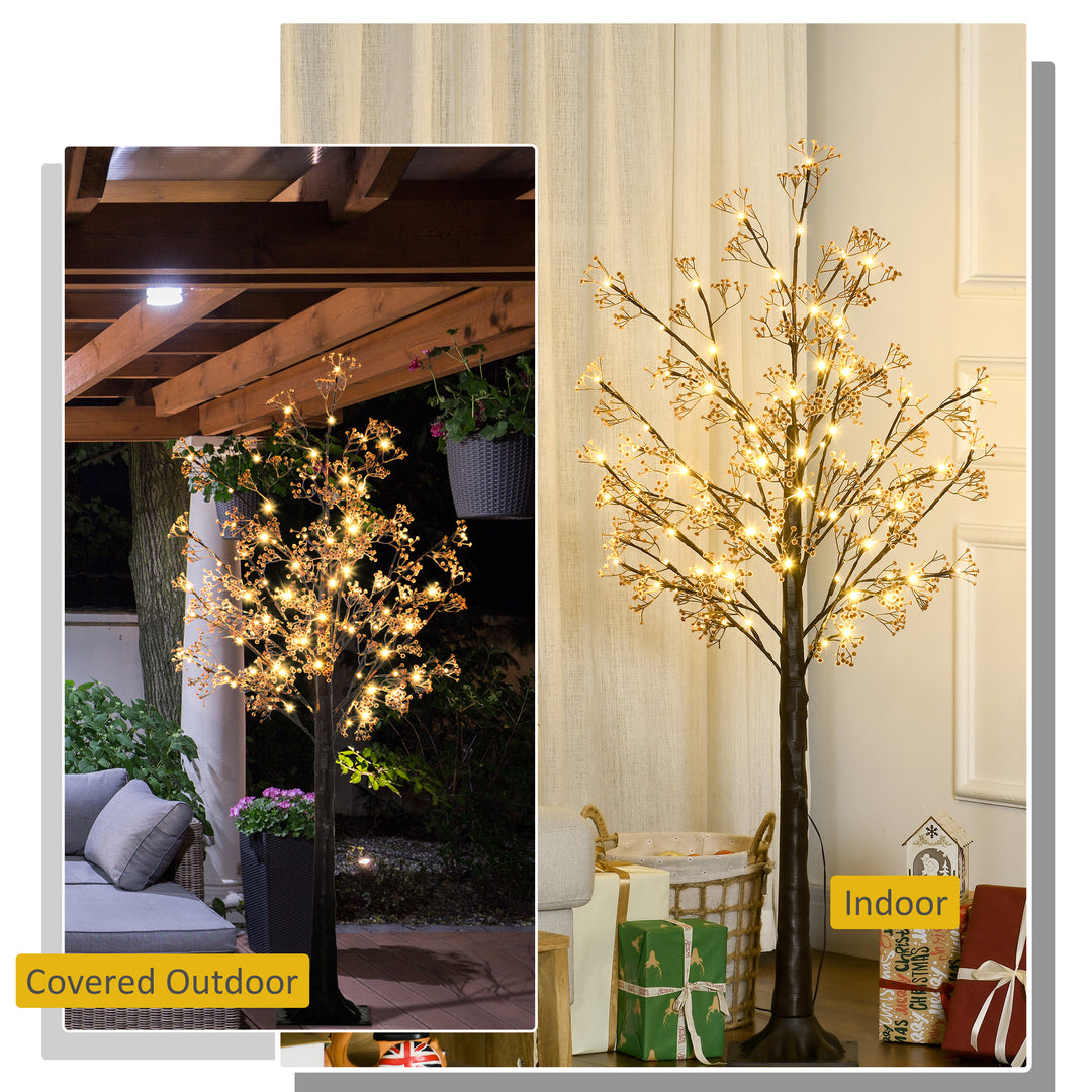 5ft Artificial Gypsophila Blossom Tree Light with 96 Warm White LED Light, Baby Breath Flowers for Home Party Wedding, Indoor and Outdoor Use