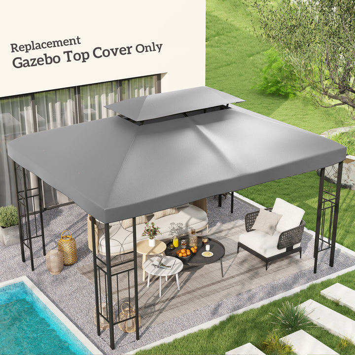3x4m Gazebo Replacement Roof Canopy 2 Tier Top UV Cover Garden Patio Outdoor Sun Awning Shelters Light Grey (TOP ONLY)