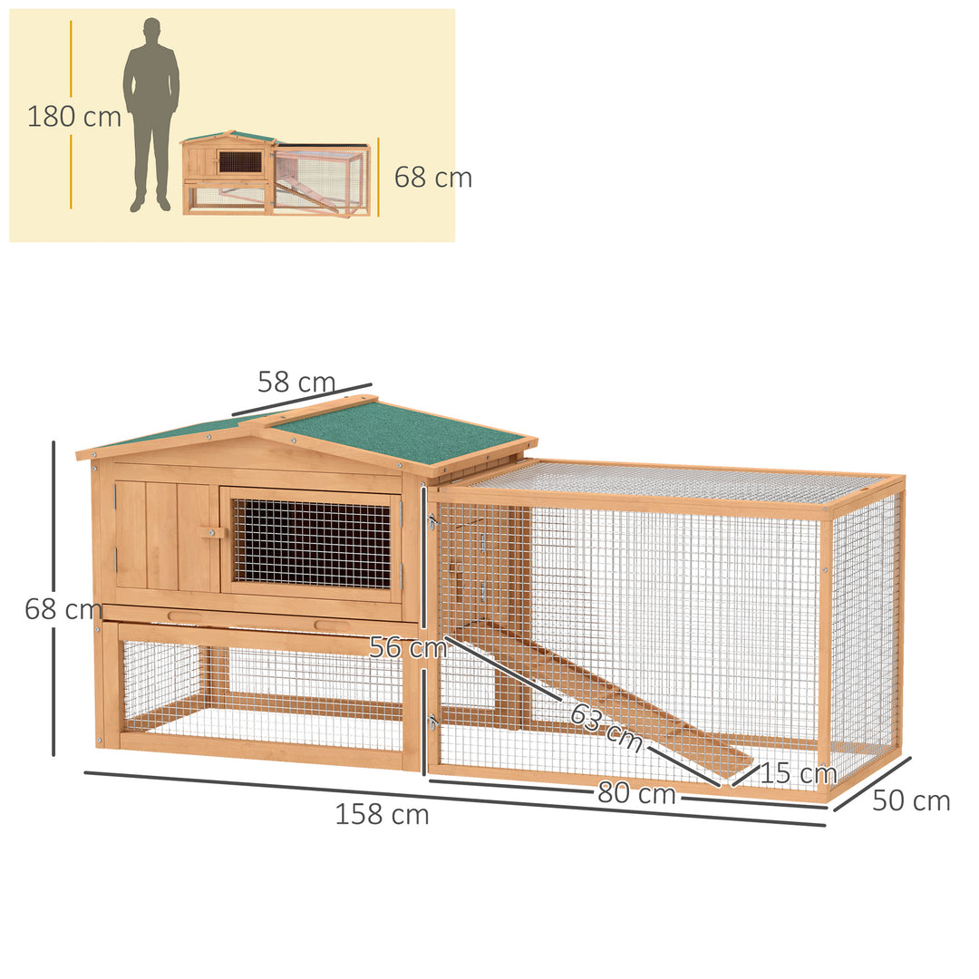 2 Floor Wooden Rabbit Hutch Bunny Cage House Chicken Coop Outdoor Garden Backyard 158 x 58 x 68 cm