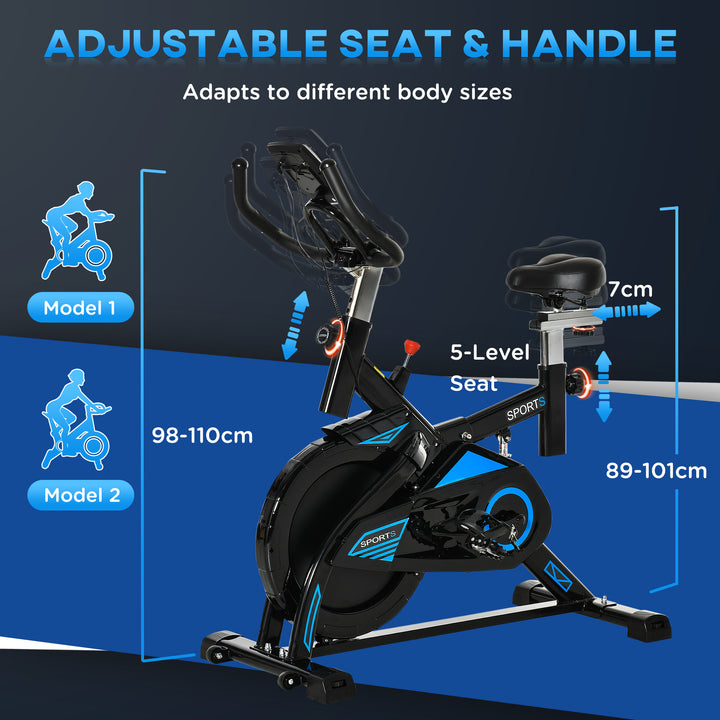 HOMCOM Stationary Exercise Bike w/ iPad Holder, LCD Monitor, Comfortable Seat, Indoor Cycling Training Bike, 13KG Flywheel,  Home Office, Black