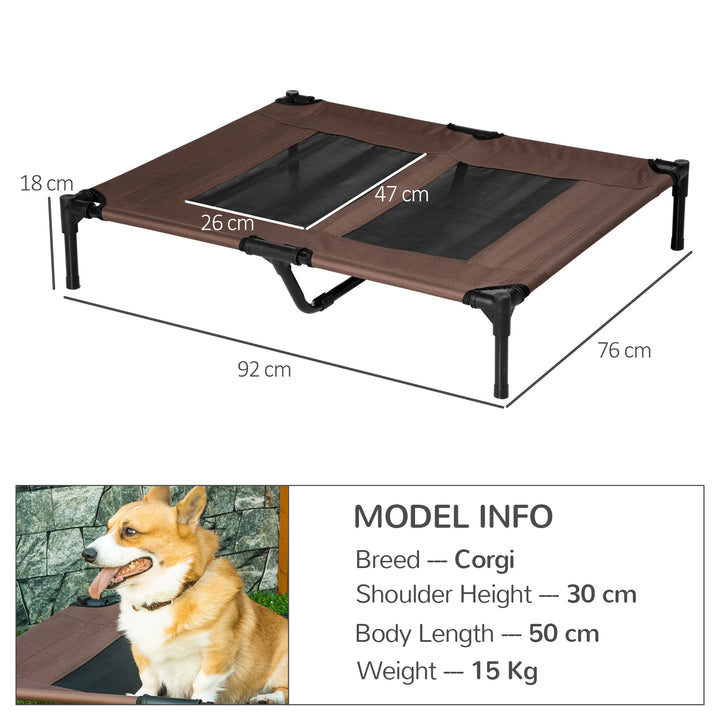 PawHut Large Raised Dog Bed Cat Elevated Lifted Cooling Portable Camping Basket Outdoor Indoor Mesh Pet Cot Metal Frame