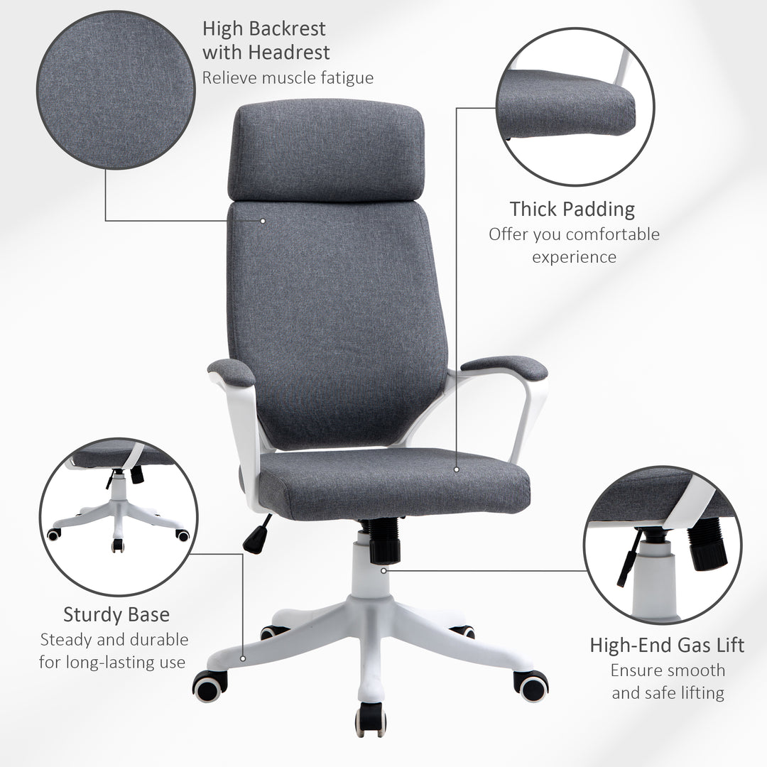 Vinsetto Office Chair High Back 360° Swivel Task Chair Ergonomic Desk Chair with Lumbar Back Support, Adjustable Height