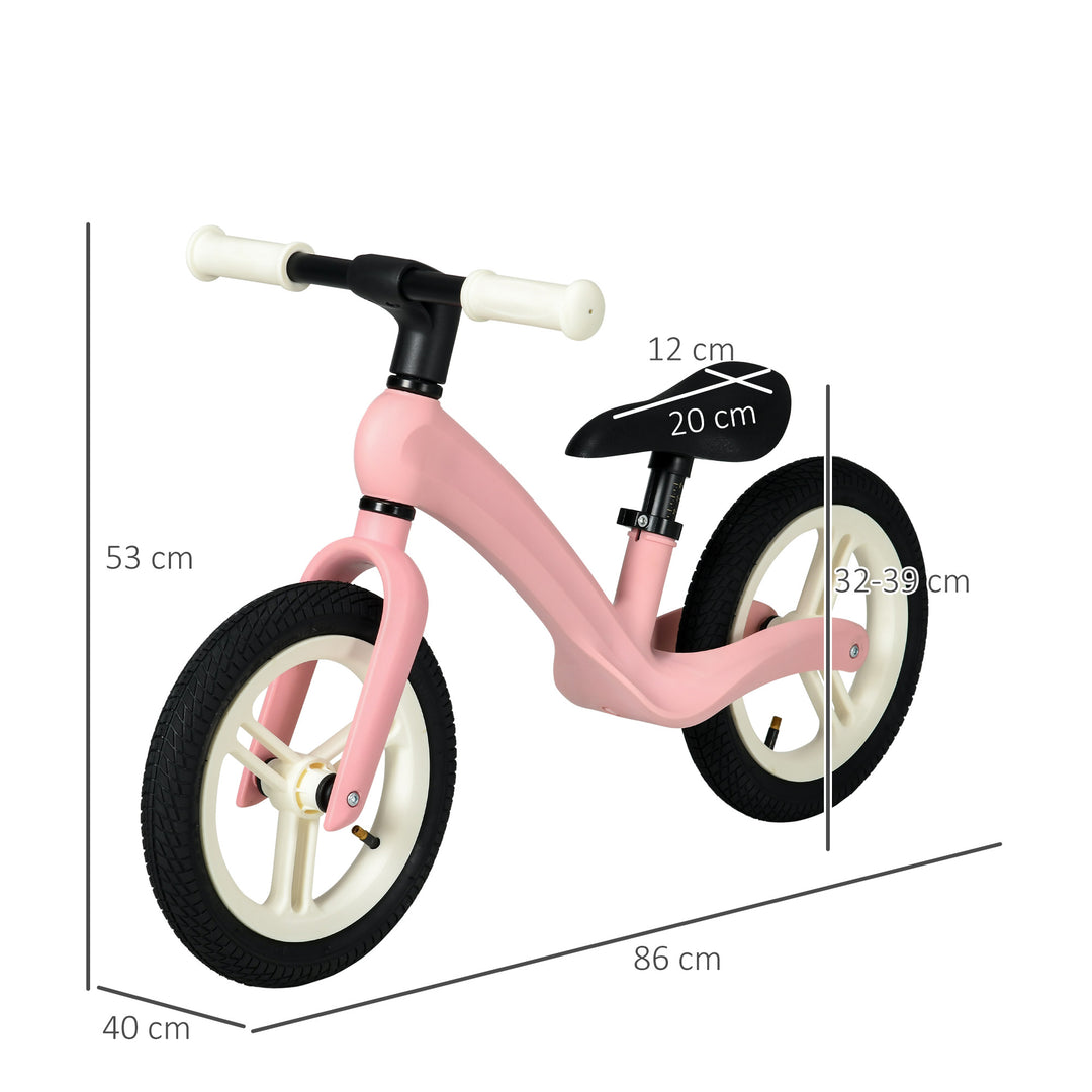 Kids Balance Bike, Lightweight with Adjustable Seat, Rubber Wheels - Pink