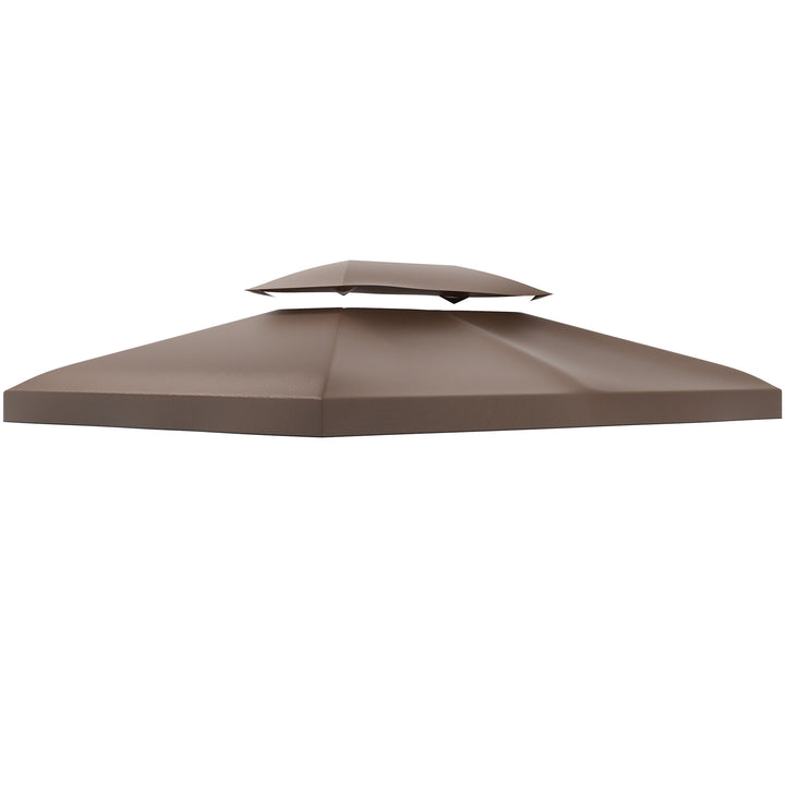 Outsunny 3x4m Gazebo Replacement Roof Canopy 2 Tier Top UV Cover Garden Patio Outdoor Sun Awning Shelters Brown (TOP ONLY)