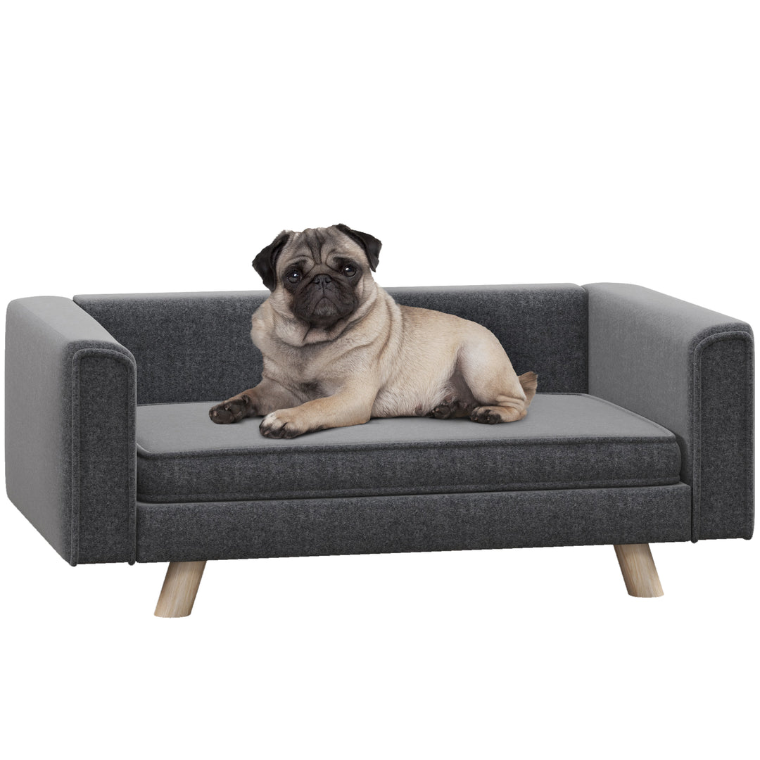 Dog Sofa Bed, Elevated Dog Couch for Medium and Small Dogs, with Soft Cushion, Removable and Washable Cover, Grey