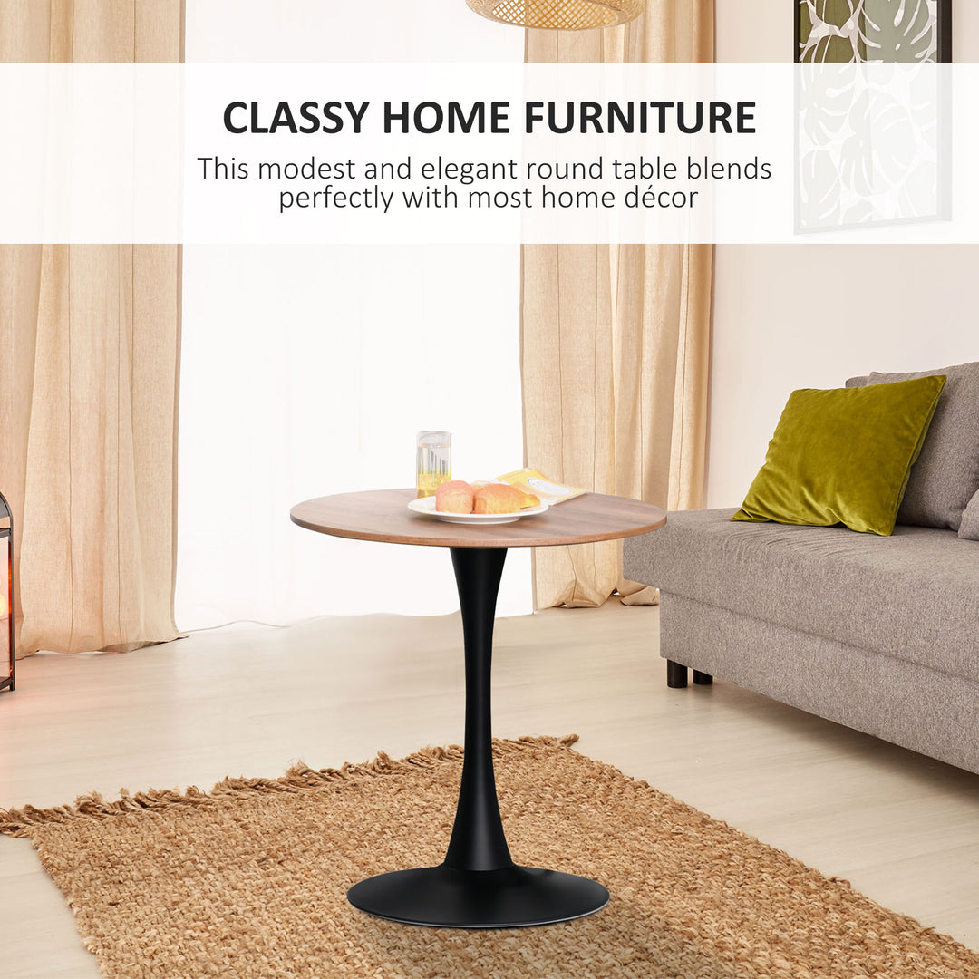 Modern Round Dining Table Leisure Coffee Bistro Table with Metal Base for Kitchen &amp; Dining Room Brown