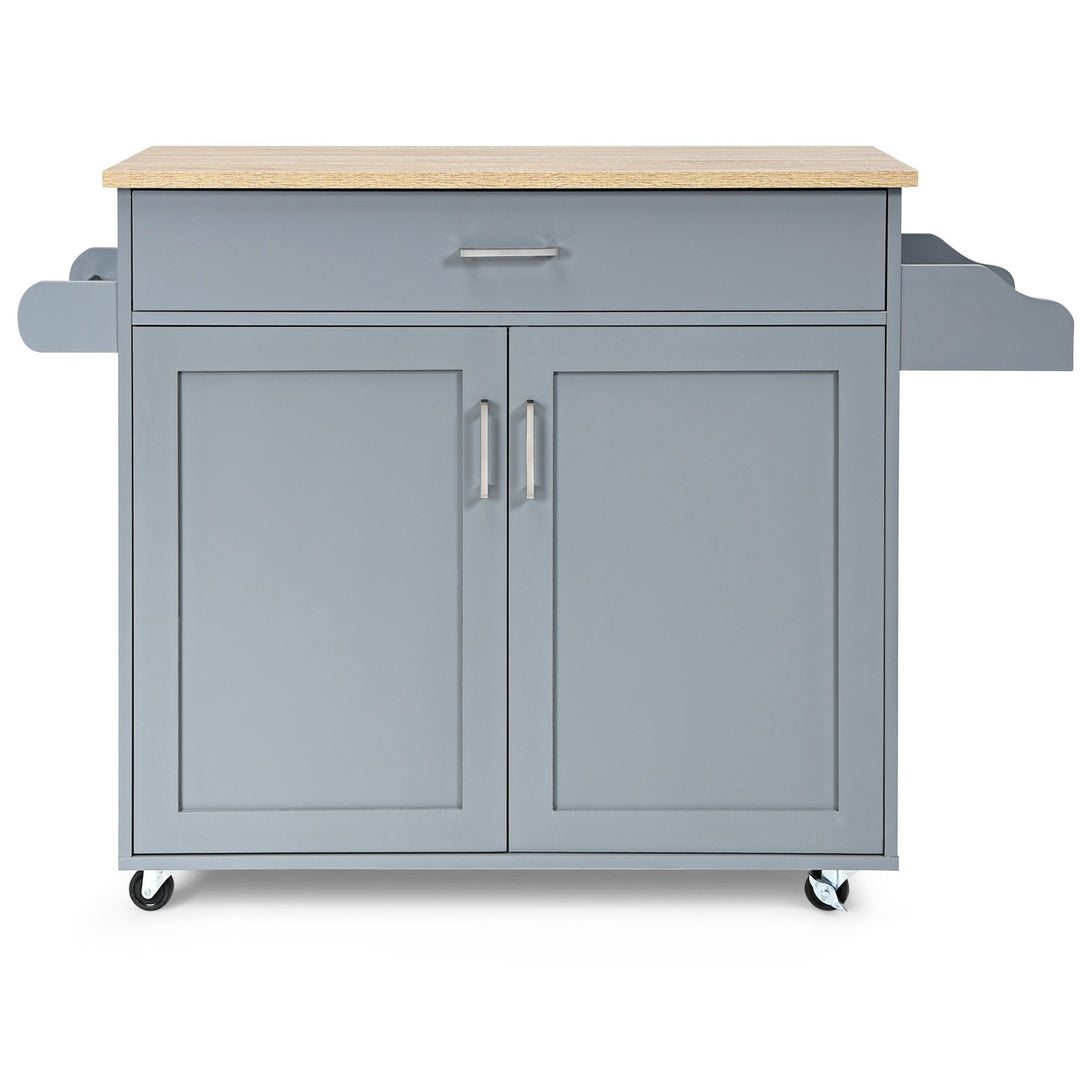 Rolling Kitchen Storage Trolley with Adjustable Shelf and Drawer-Grey