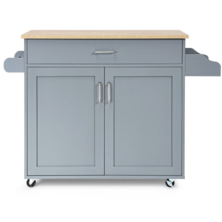 Rolling Kitchen Storage Trolley with Adjustable Shelf and Drawer-Grey