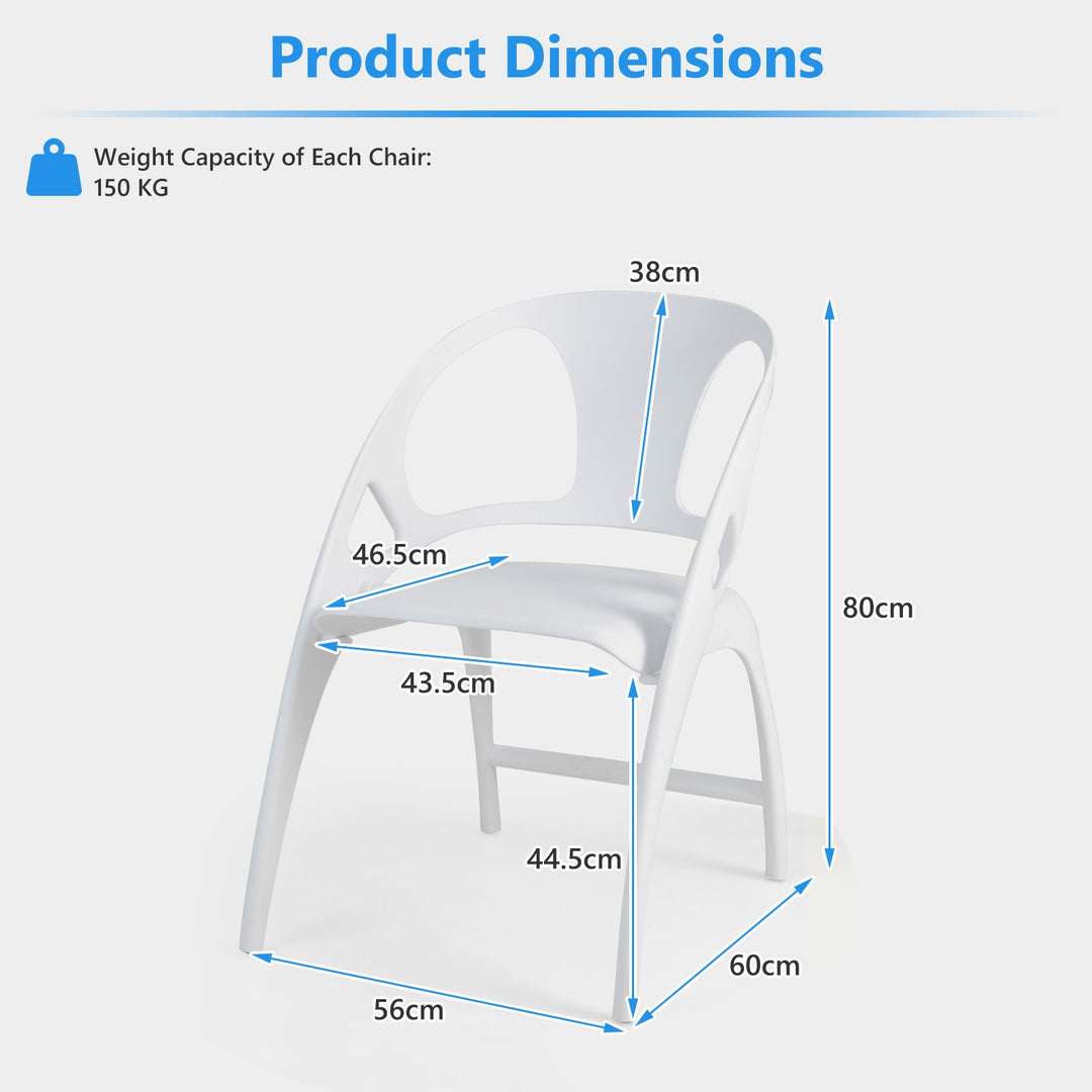 Set of 2 Folding Chair with Backrest and Armrest-White