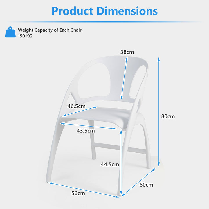 Set of 2 Folding Chair with Backrest and Armrest-White