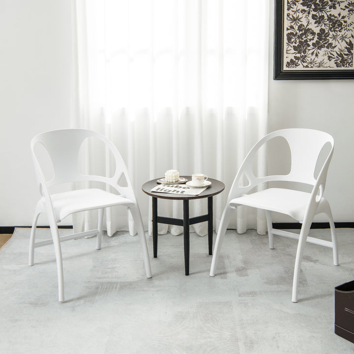 Set of 2 Folding Chair with Backrest and Armrest-White