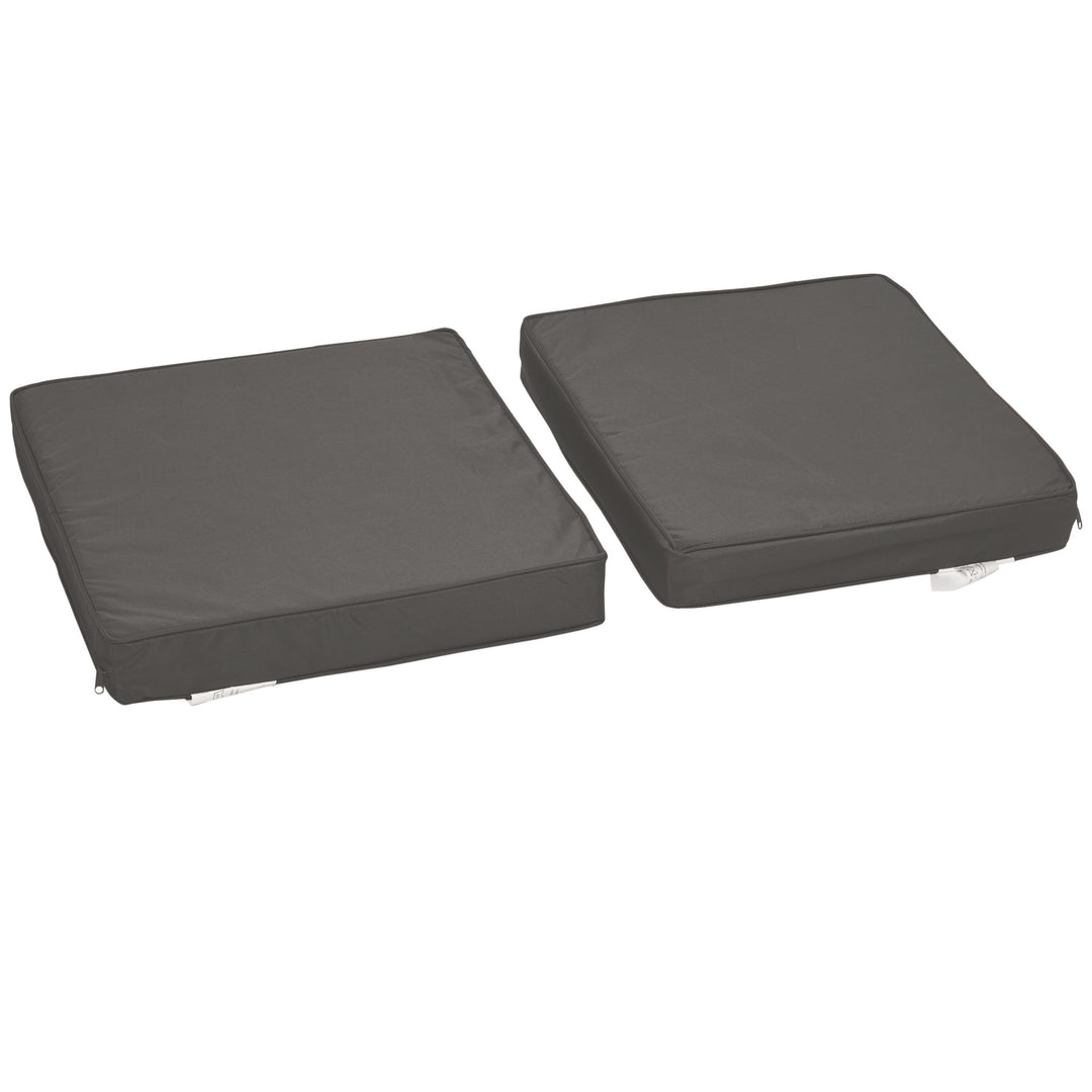 Set of 2 Garden Seat and Back Cushion Set, Seat Cushion and Back Cushion - Dark Grey