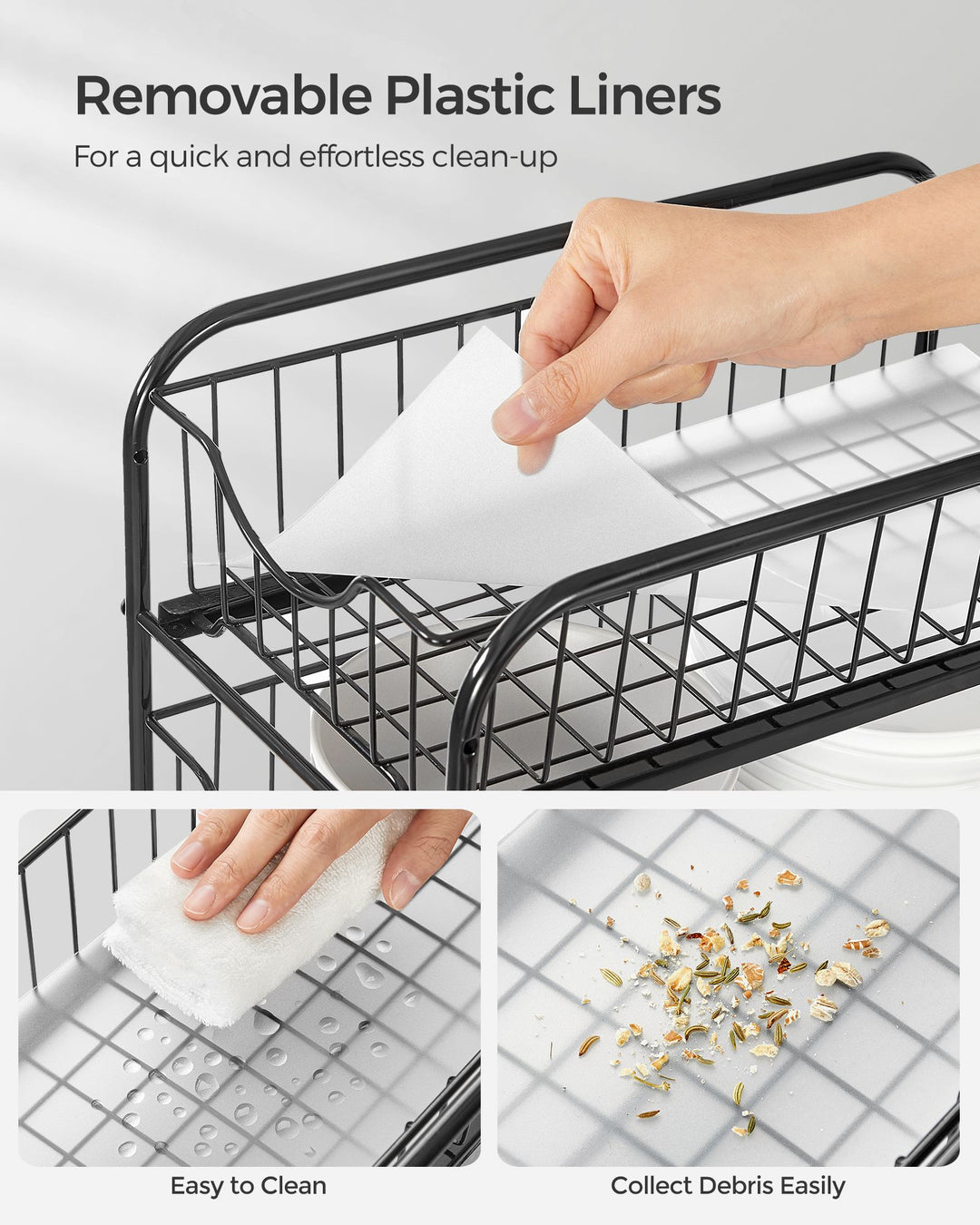 Set of 2 Pull Out Cabinet Organizer - Ink Black