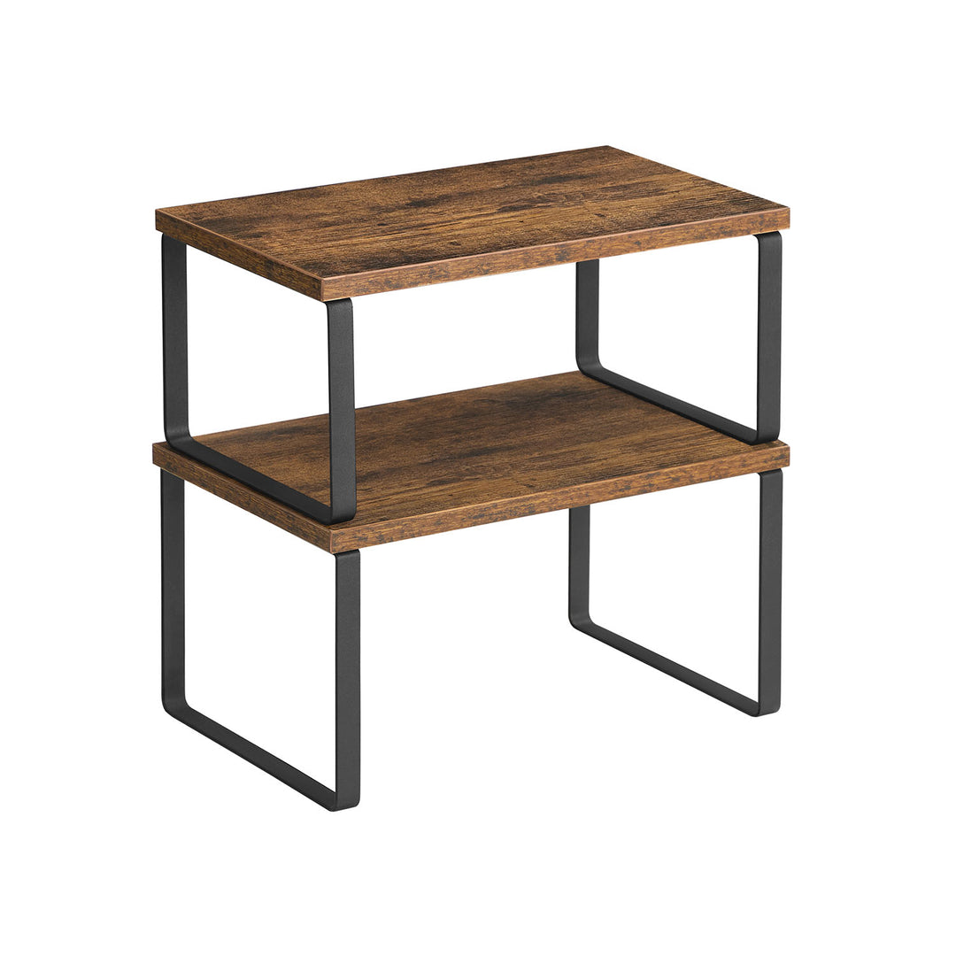 Set of 4 Counter Organizer Shelves for Kitchen - Brown Black