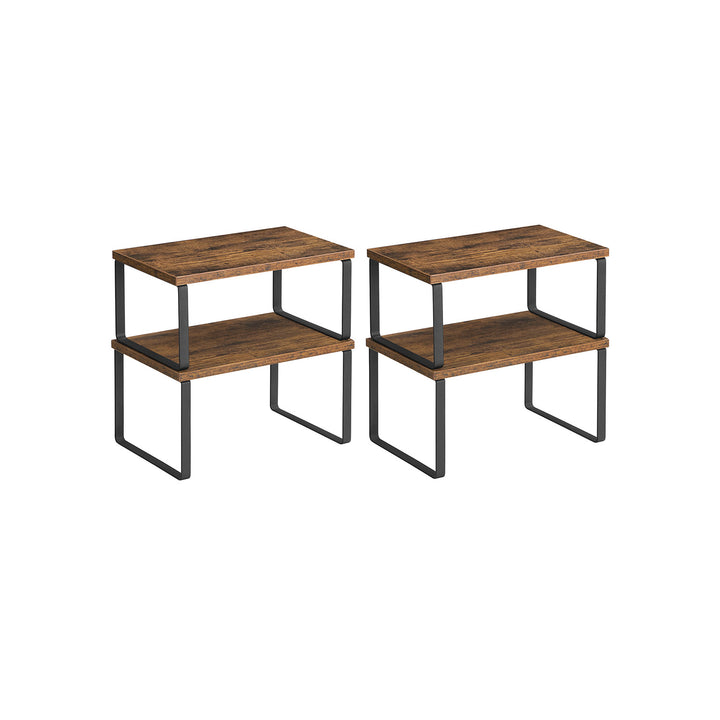 Set of 4 Counter Organizer Shelves for Kitchen - Brown Black