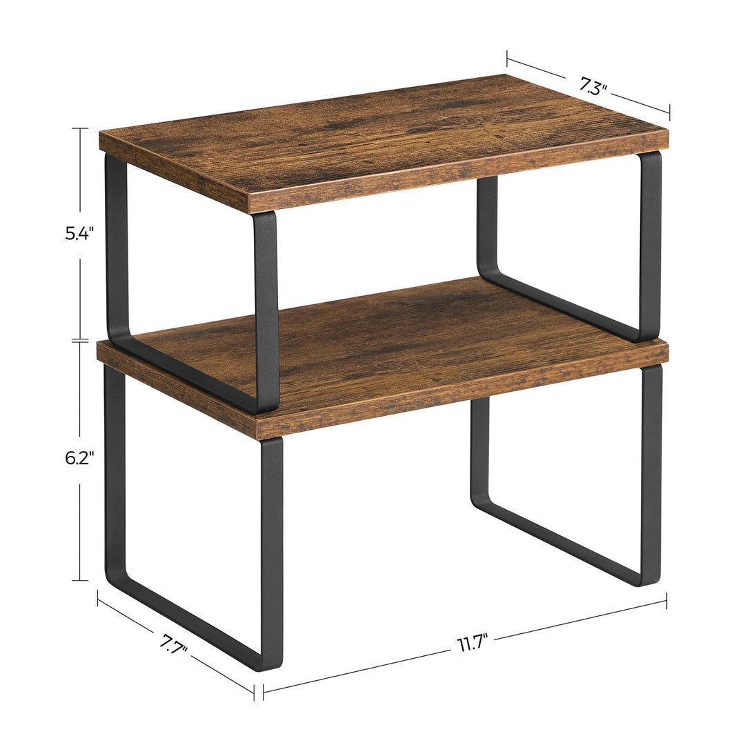 Set of 4 Counter Organizer Shelves for Kitchen - Brown Black