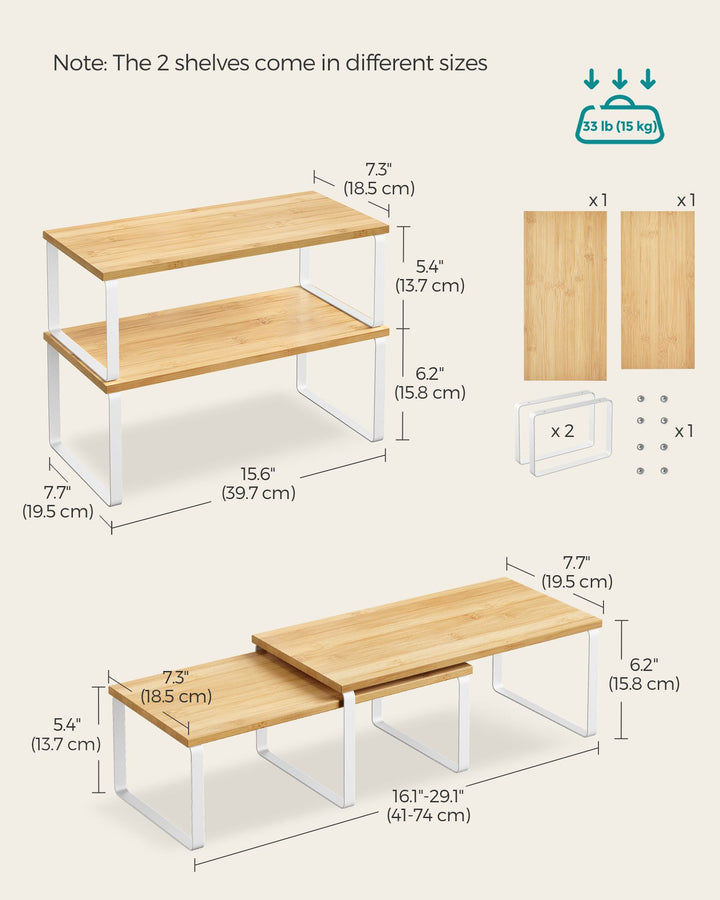 Set of 2 Kitchen Counter Shelves - Cloud White