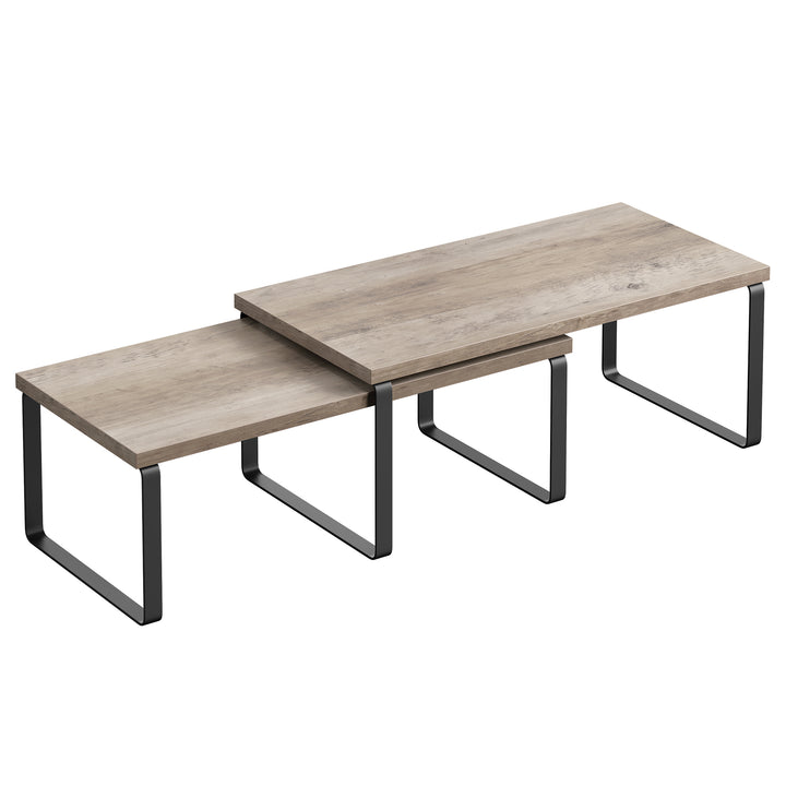 Set of 2 Kitchen Counter Shelves - Ink Black &amp; Heather Greige