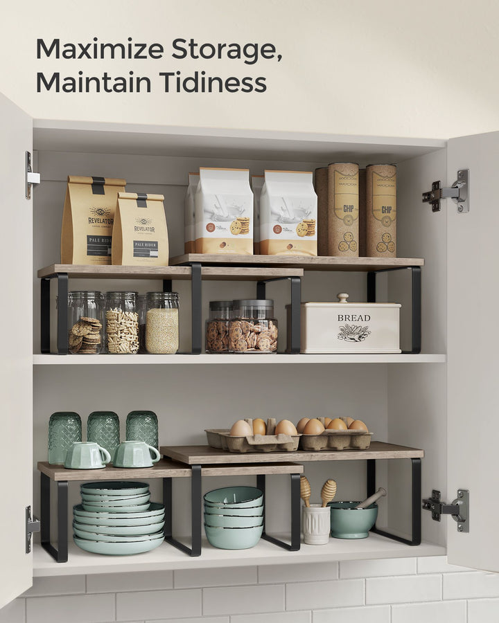 Set of 2 Kitchen Counter Shelves - Ink Black &amp; Heather Greige