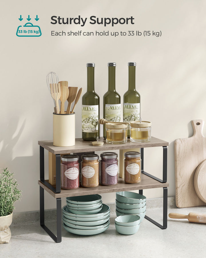 Set of 2 Kitchen Counter Shelves - Ink Black &amp; Heather Greige