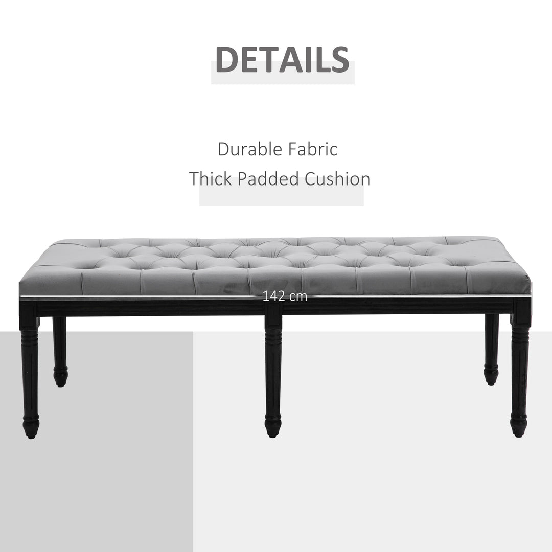 Fabric Bed End Bench Velvet Upholstered Tufted Accent Lounge Sofa Window Seat for Living Room, Bedroom, Hallway, Grey