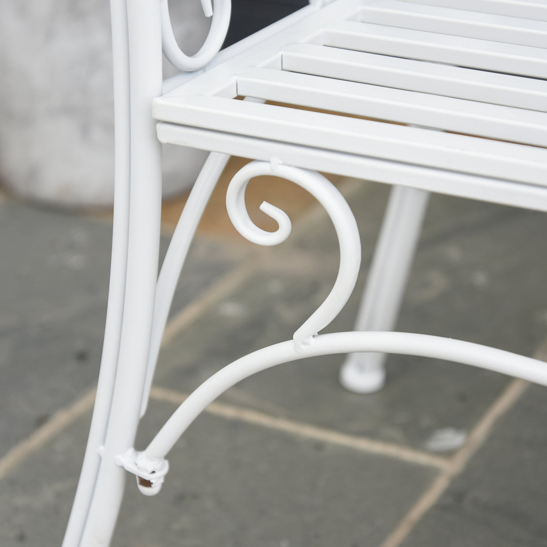 Bench Garden Chair Outdoor Indoor Patio 2 Seater Loveseat Metal Furniture White