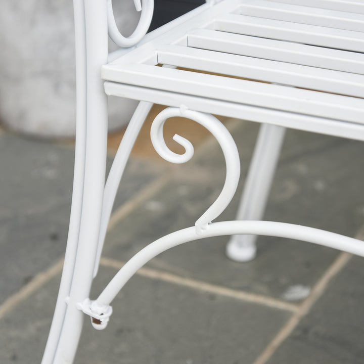 Bench Garden Chair Outdoor Indoor Patio 2 Seater Loveseat Metal Furniture White