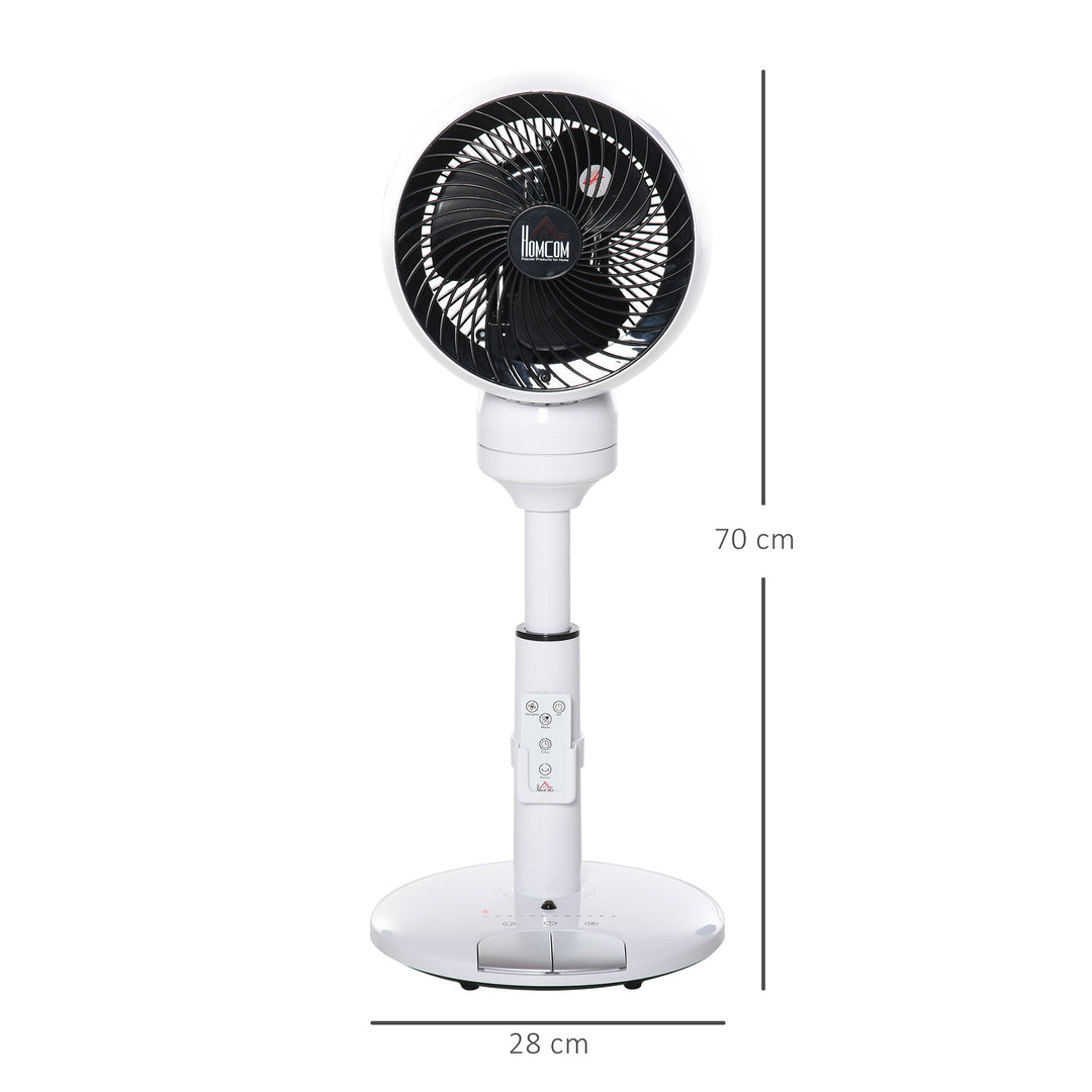 28'' Air Circulator Fan 3 Speed 3 Mode, 70° Oscillation 90° Vertical Tilt, Height Adjustable, Remote Controller for Living Room, Black & White