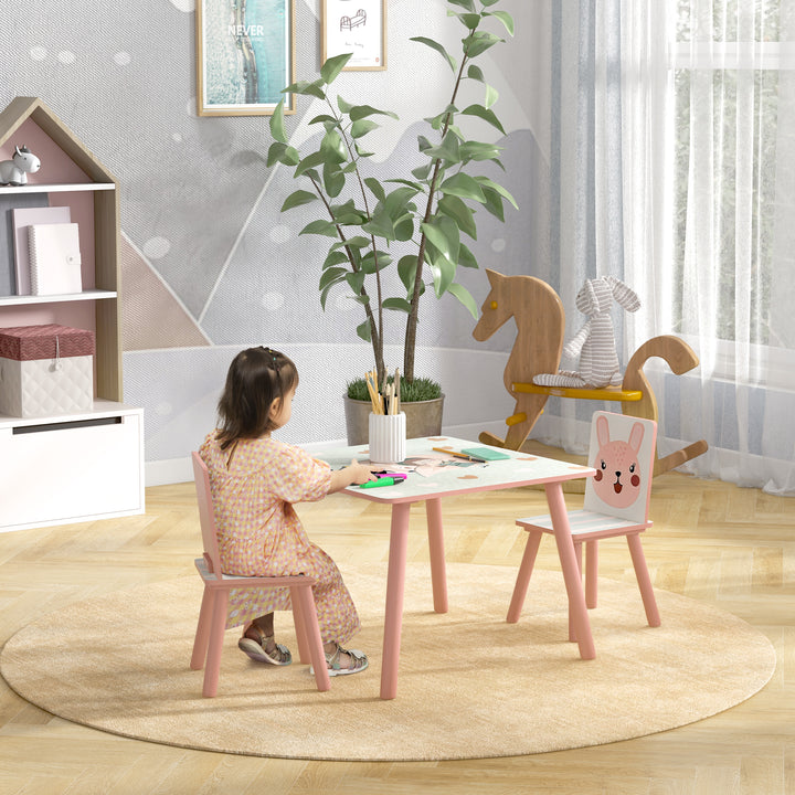 Kids and Table Chairs, Desk with Two Chairs - Ages 3-6 Years - Pink