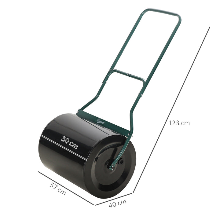 50cm Steel Garden Lawn Roller Fillable Cylinder Rolling Drum w/ Handle