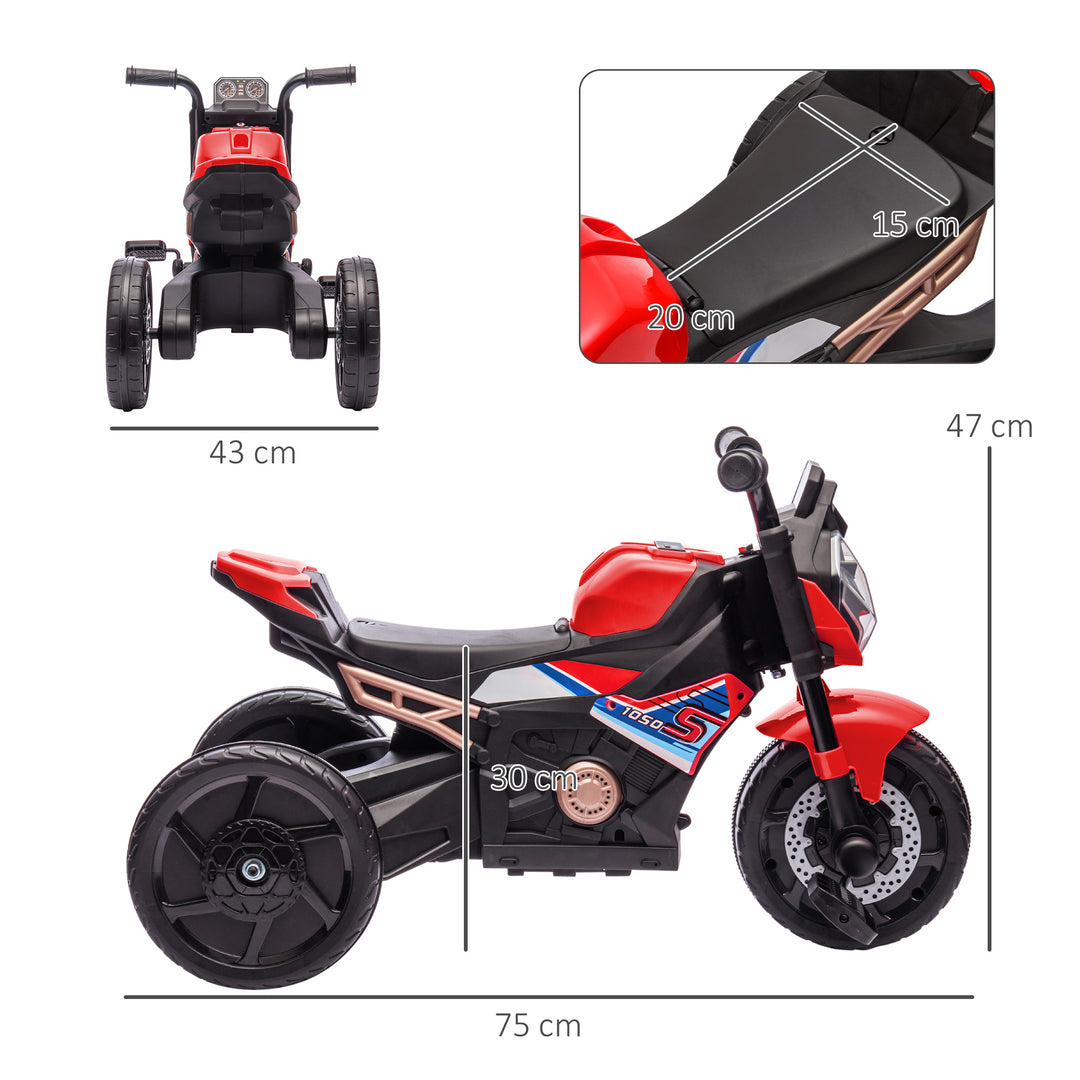 Motorcycle Design 3 in 1 Toddler Trike, Sliding Car, Balance Bike with Headlight, Music, Horn, Red