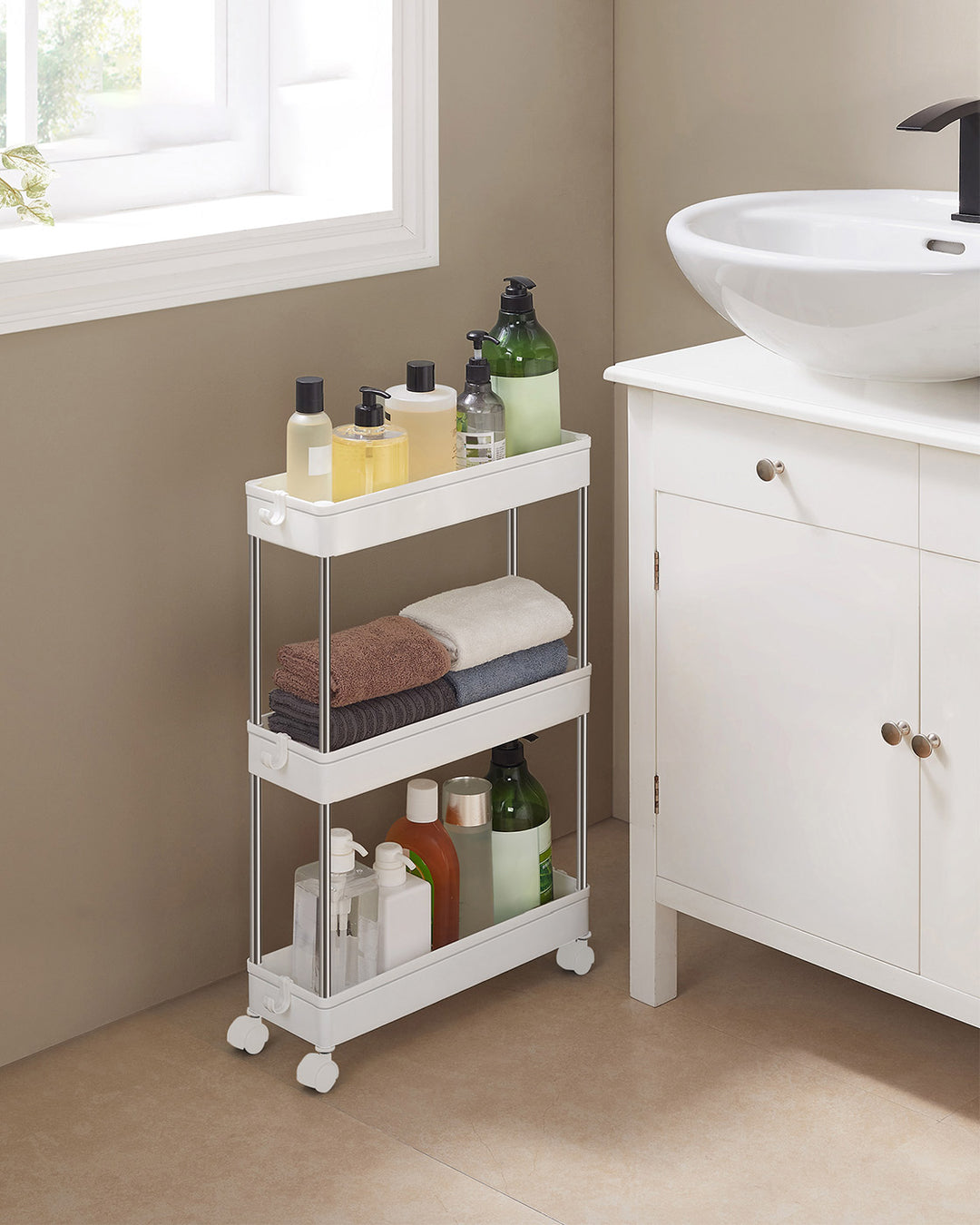 3-Tier Storage Trolley White