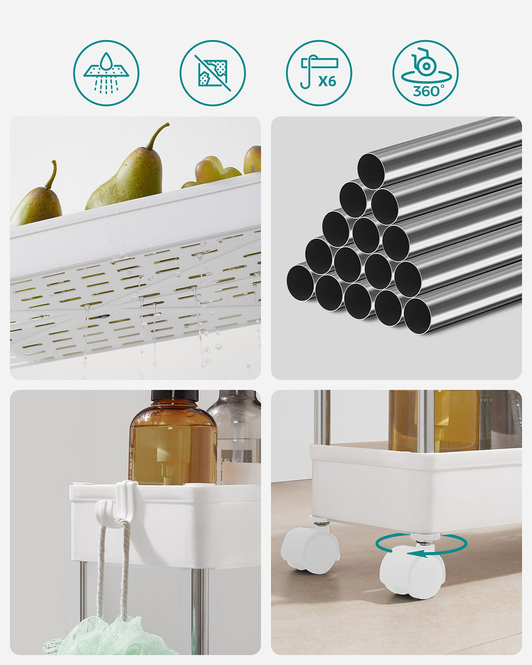 3-Tier Storage Trolley White